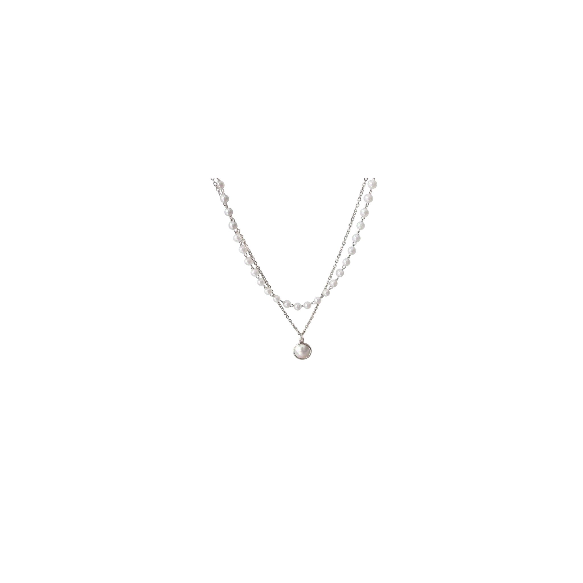 Jewellery Stainless Steel Pearl Necklace Silver Female 2 To