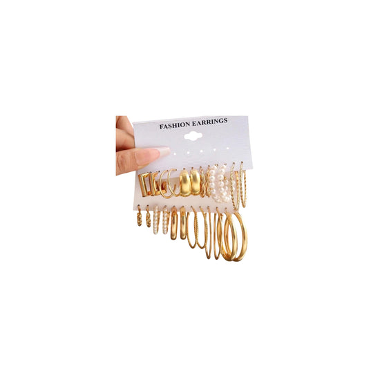 Women's Danglers Metal Freesize Diamond Pearl 24 Pcs Multico