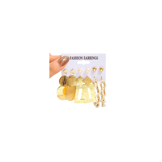 Mix Earrings Multipack 12 Pcs Gold 2 to 8