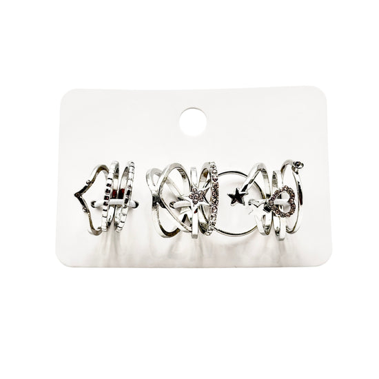 Jewellery Women's Rings Silver 90% Zinc Alloy 9 pcs