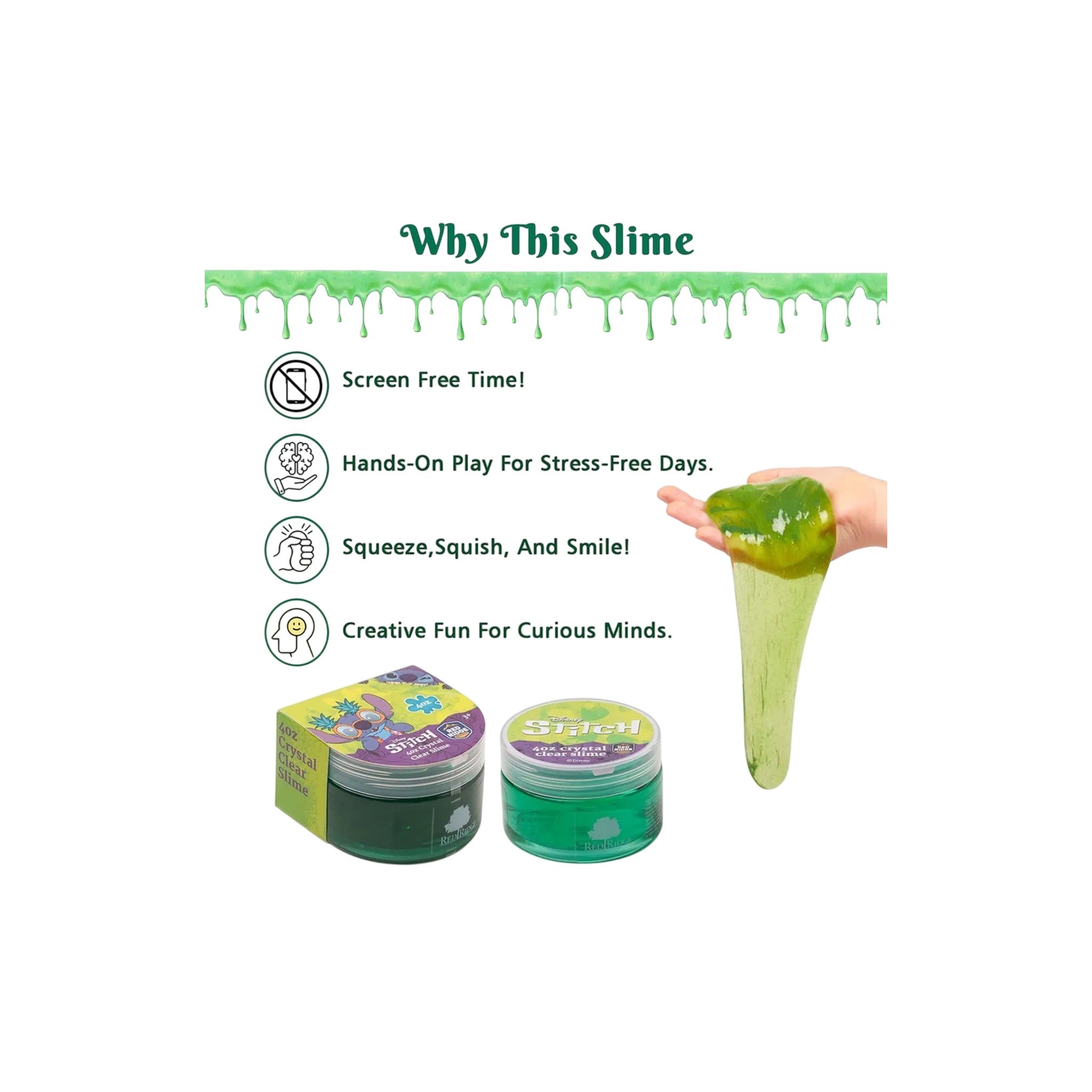 Disney Stitch Slime Plastic Green 7.1x7x4.8 CM 3+