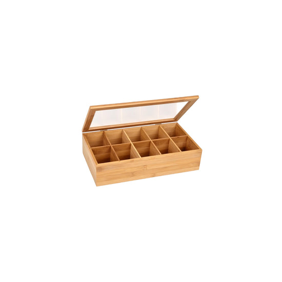 Basic 8 Compartment Bamboo Box with Clear Lid