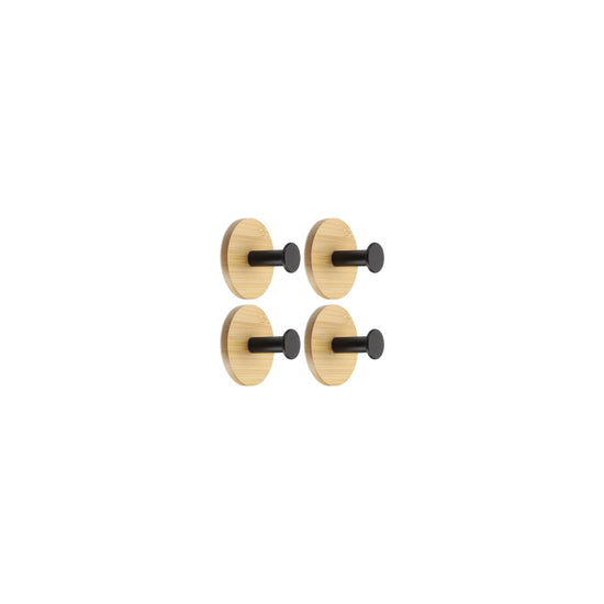 Basic Bamboo Single Hook Set of 2 5 x 5 x 4 cm Black