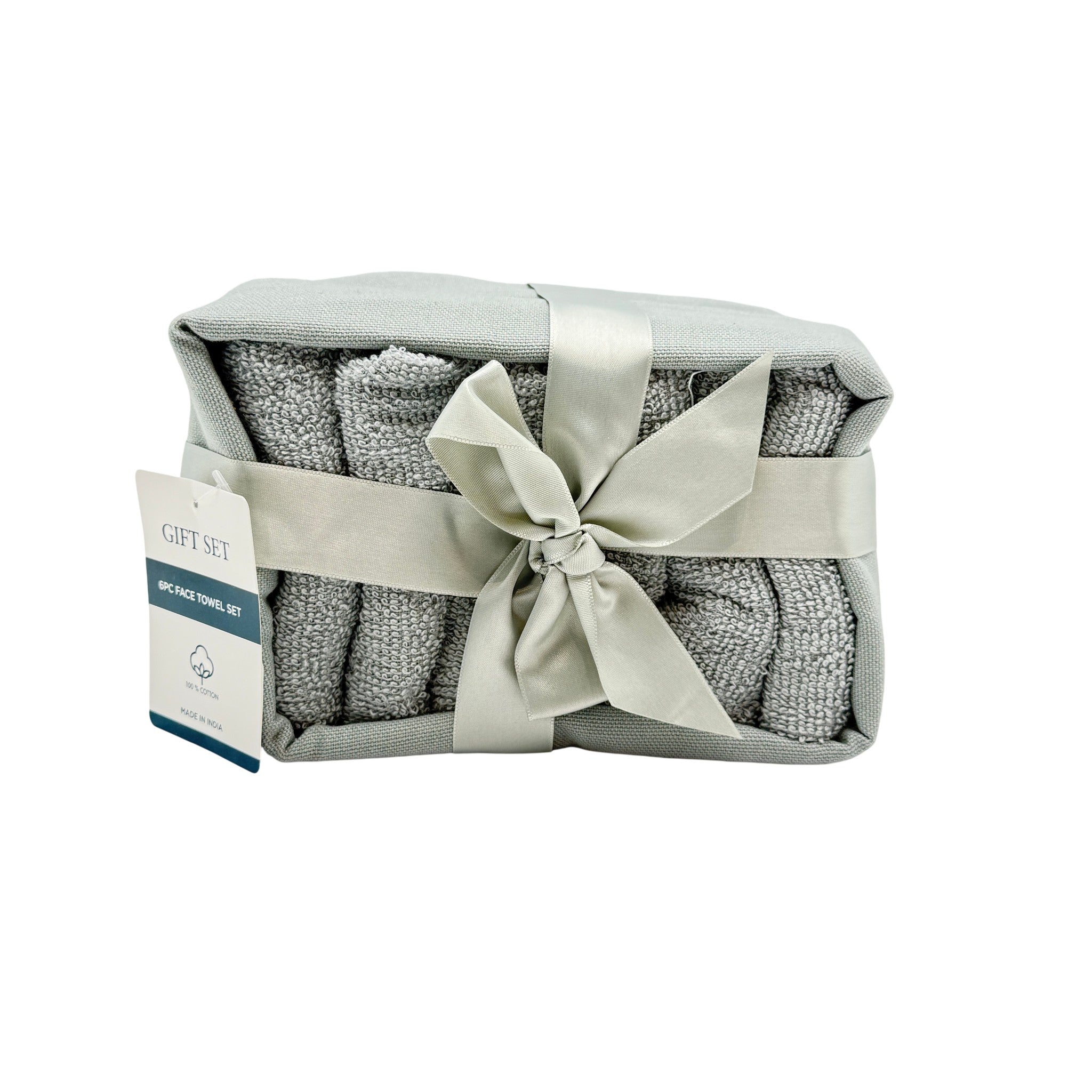 Face Towel Flannel 100% Cotton Sage 30x30 CM 6 Pcs