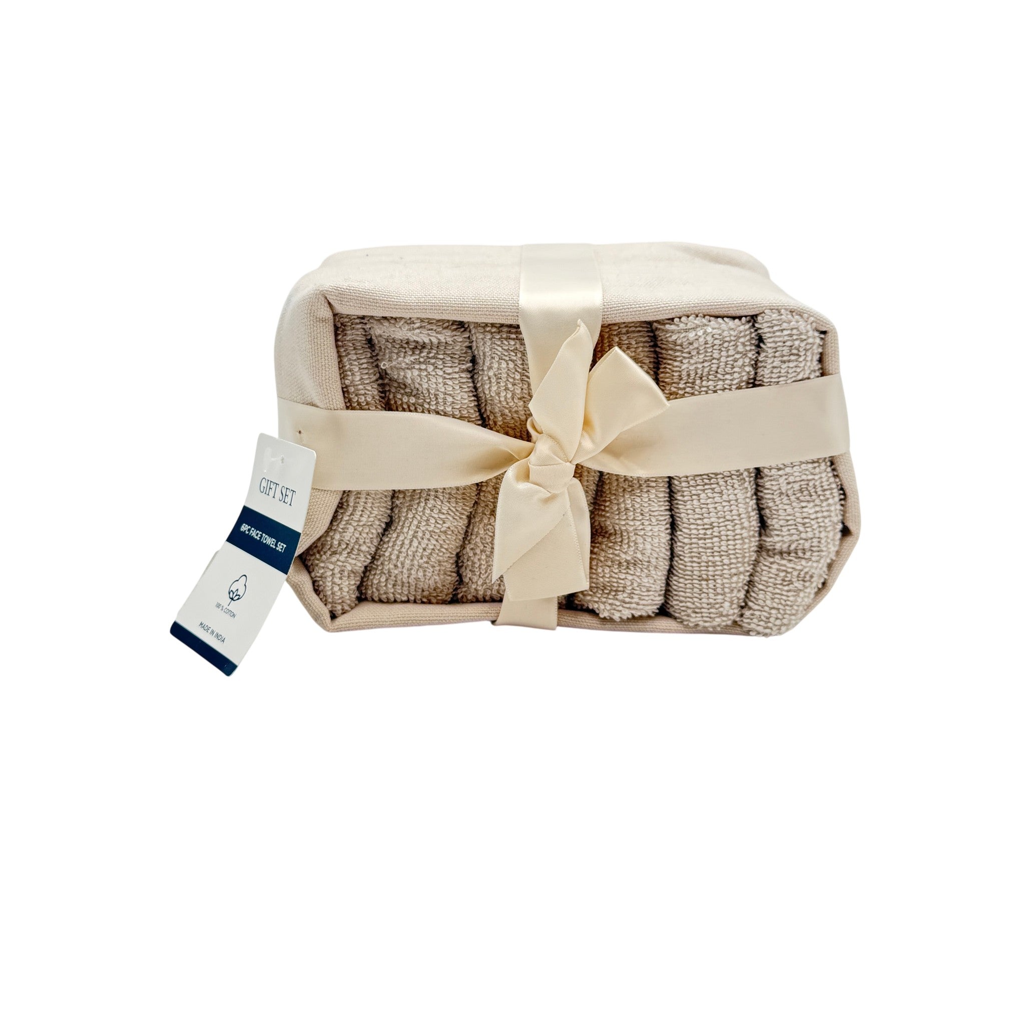 Face Towel Flannel 100% Cotton Ivory 30x30 CM 6 Pcs