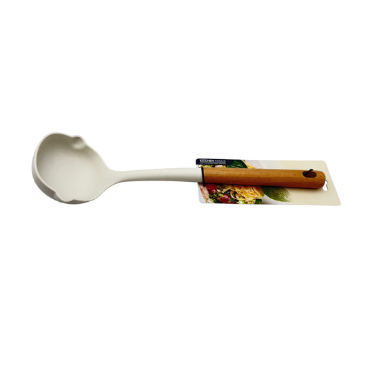Orin Soup Ladle Silicone with Wood Handle 35.2x10x7 cm Ivory