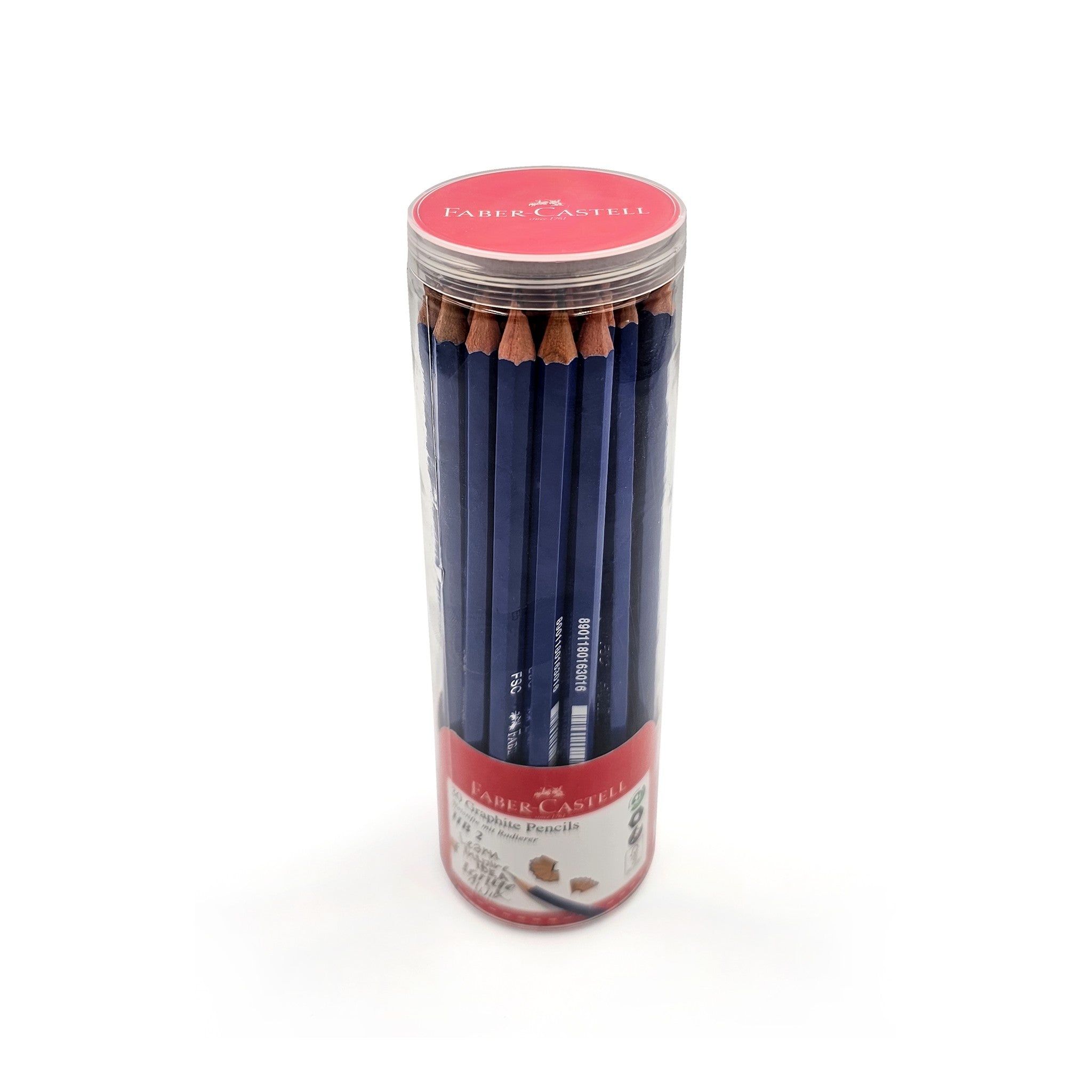 FABER CASTELL HEXA HB BLACK LEAD PENCIL WITH ERASER JAR OF 30 PC