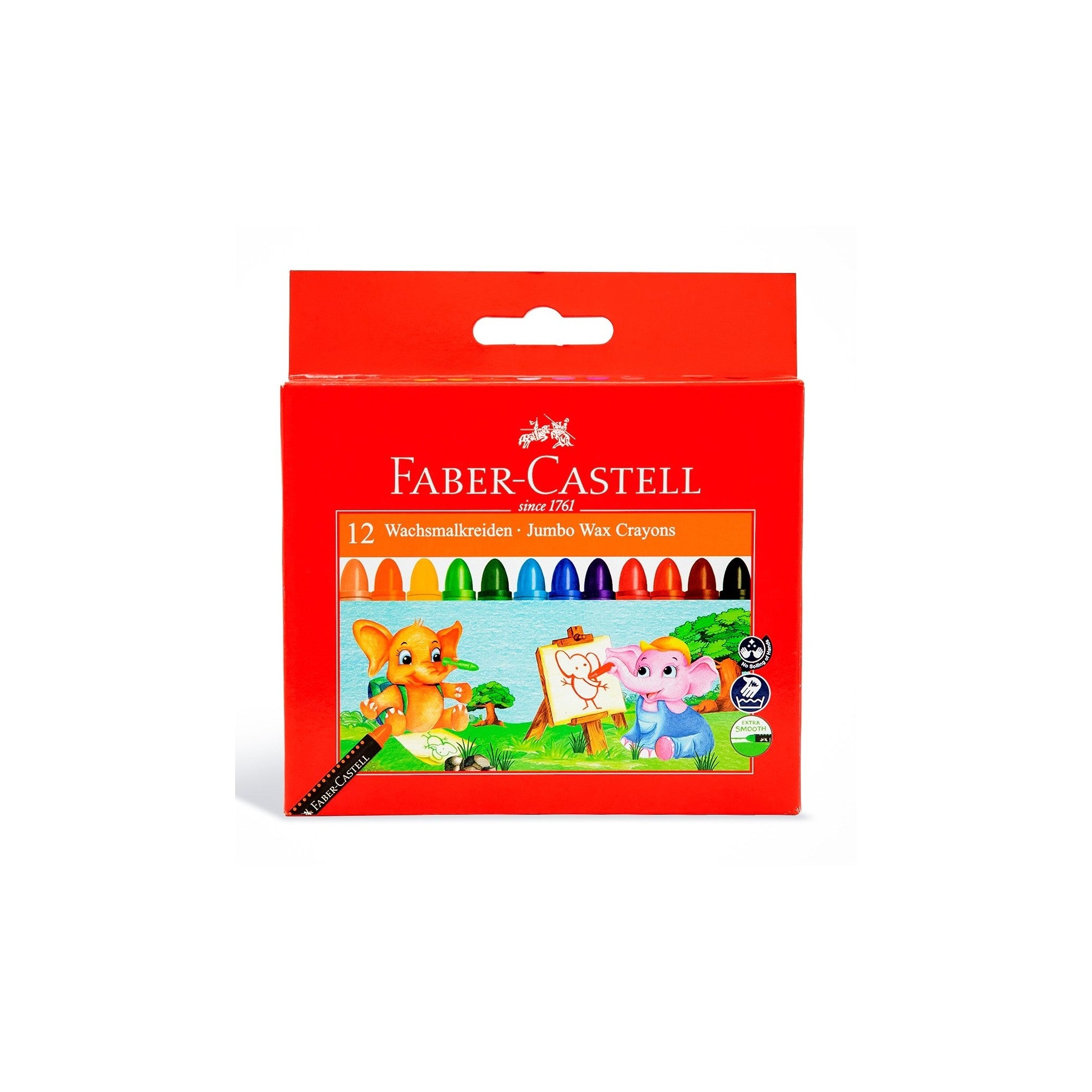 FABER-CASTELL JUMBO WAX CRAYONS 12 COLOR 90MM