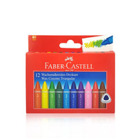 FABER-CASTELL TRIANGULAR WAX CRAYONS 12 COLOR 90MM
