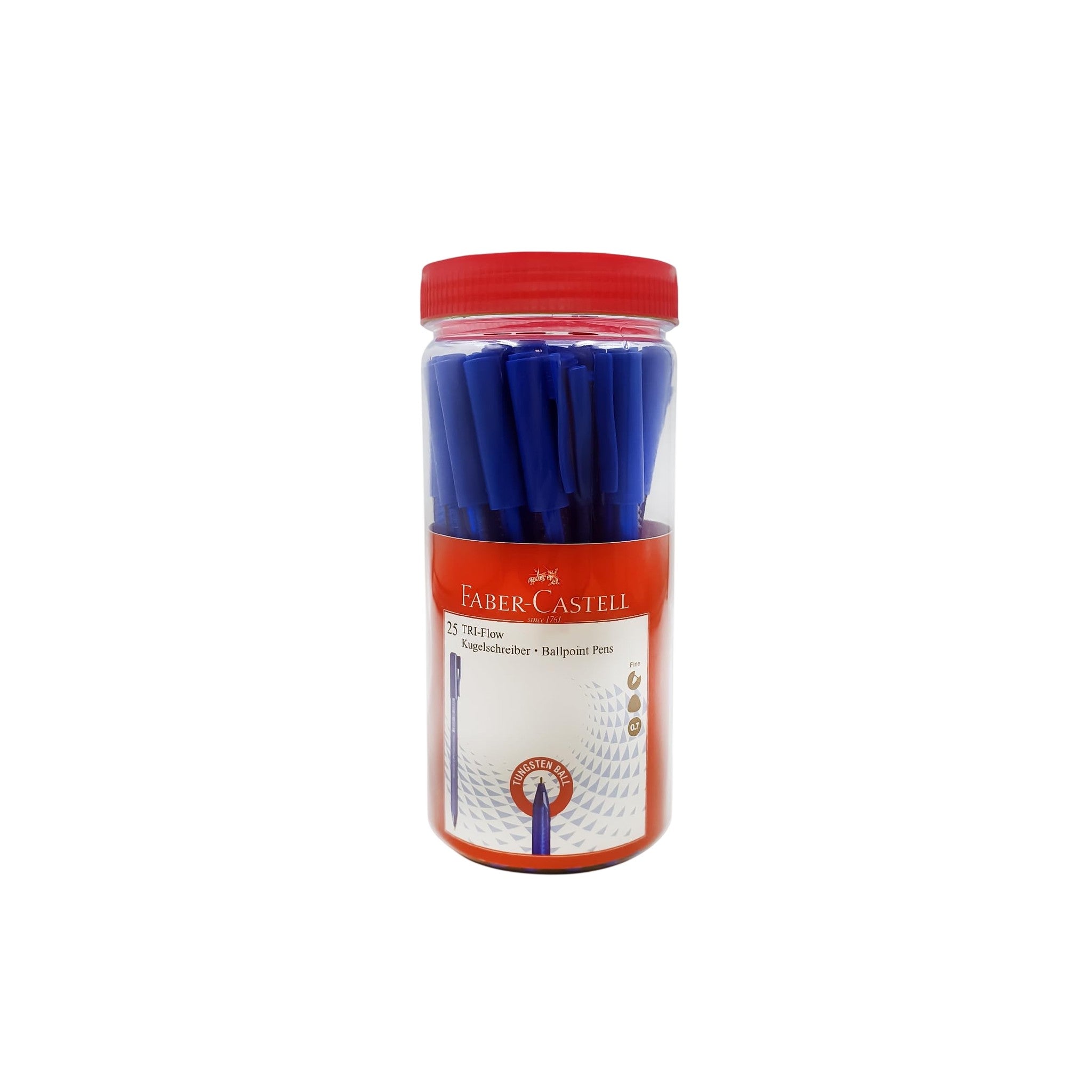 Faber-Castell Triflow Ball Pen 07mm Blue - Jar Of 25 Pieces