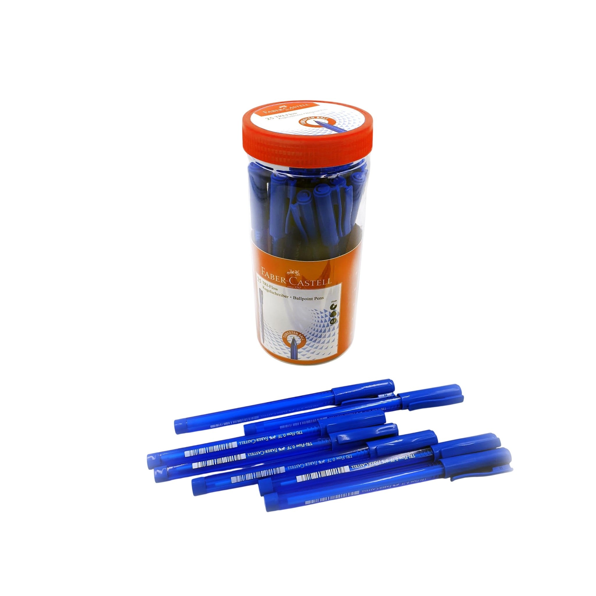 Faber-Castell Triflow Ball Pen 07mm Blue - Jar Of 25 Pieces