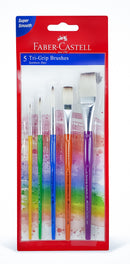 FABER-CASTELL GRIP PAINT BRUSHES ROUND & FLAT COMBINATION 5PC (2,6,10, 8, 12)