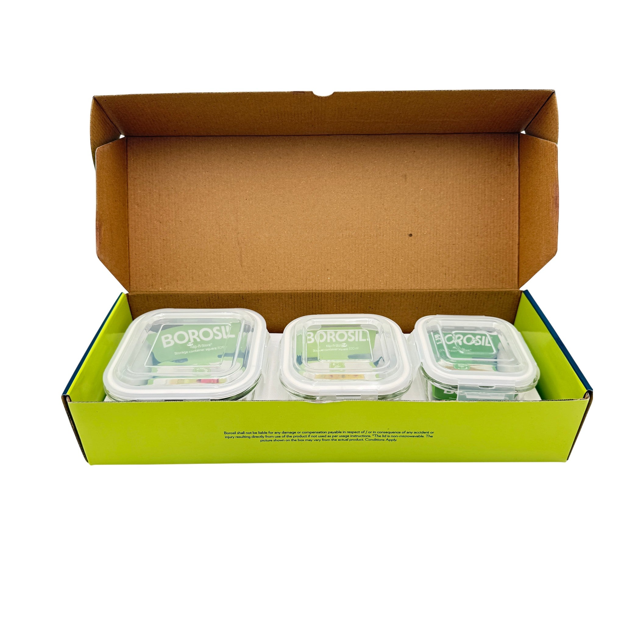 Borosil Klip N Store Sqr. 3 Pcs Set