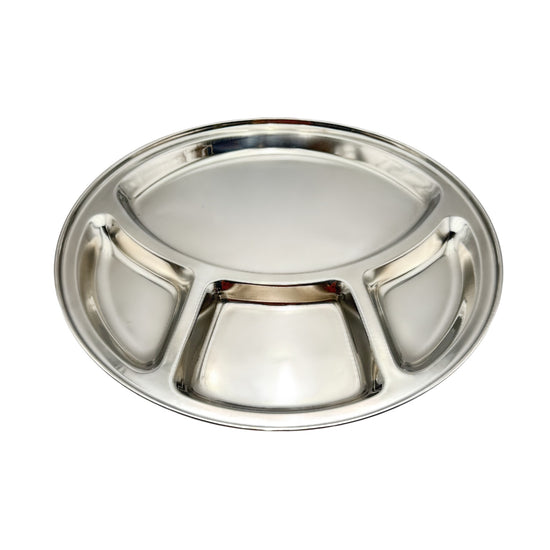 Basic Stainless Steel Compartment Plate Round 32.1x32.1x1.6