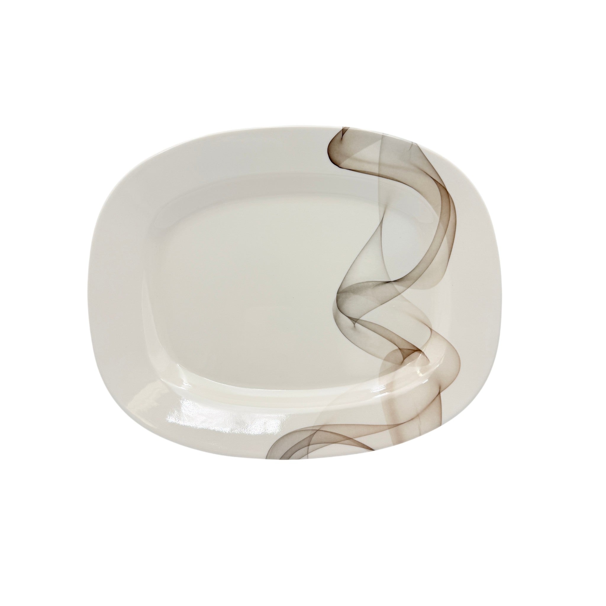 Wave Melamine Oval Platter Beige 31 CM 1 Pcs