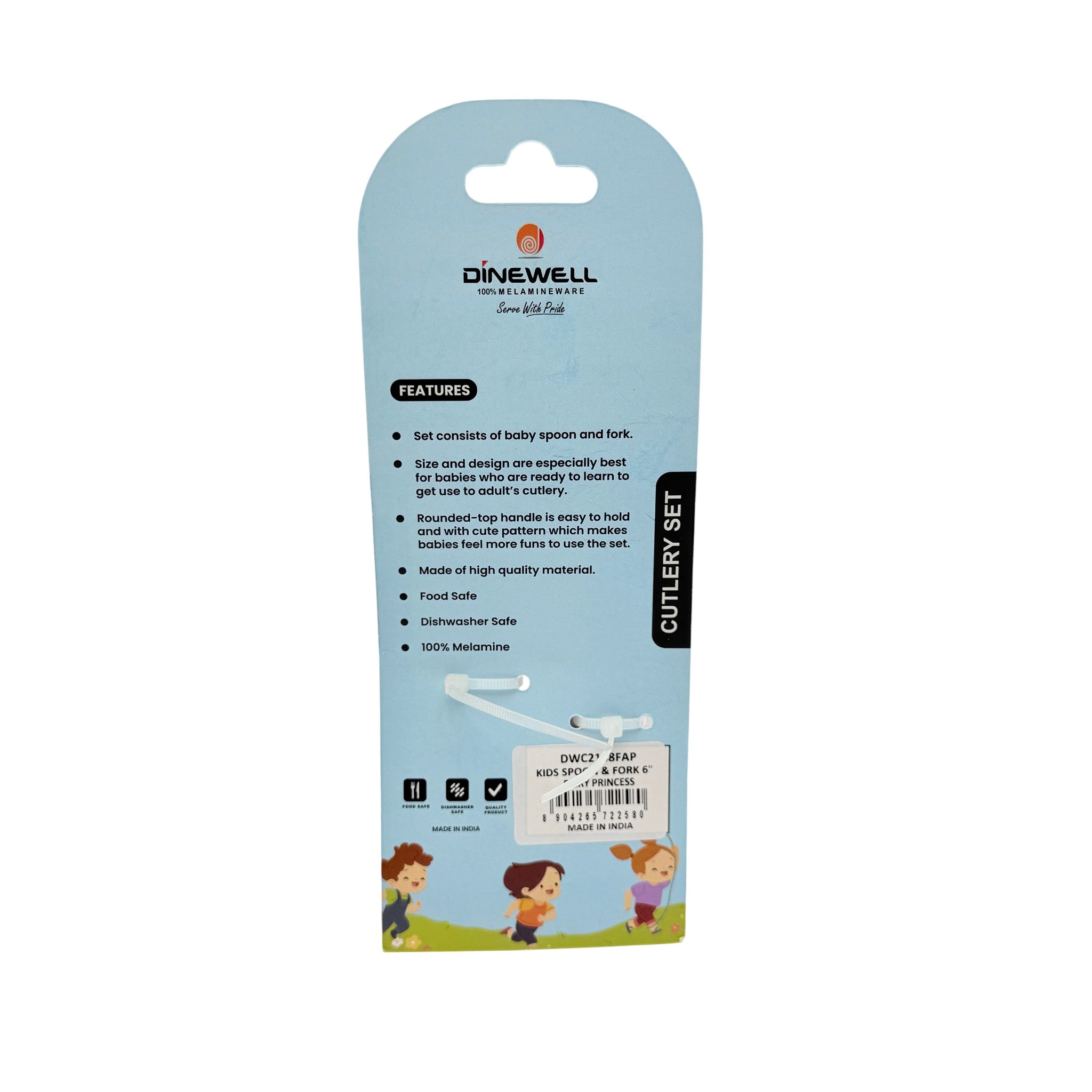 Dinewell Kids Spoon and Fork Set Spoon Fairy Princess