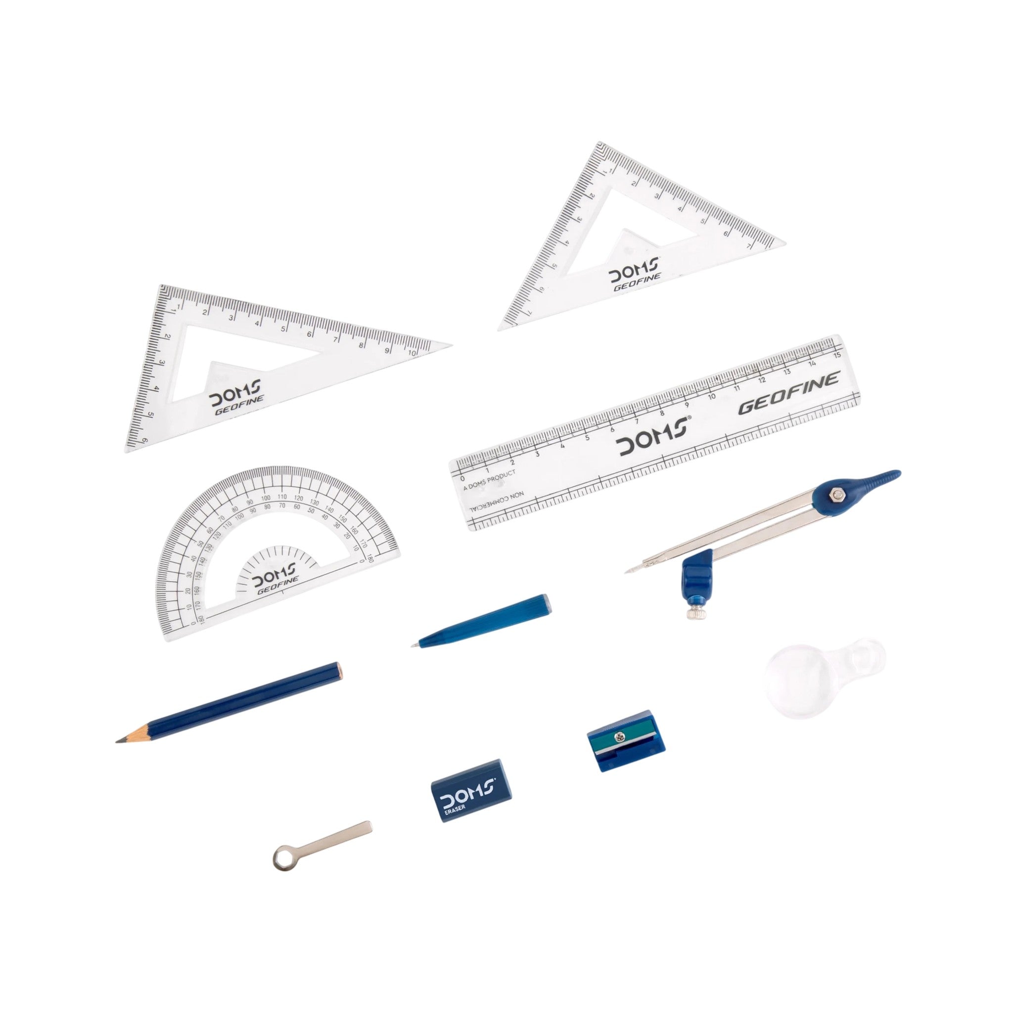 Doms Geometry Kit Plastic Blue 20*11*1.5 CM 3+