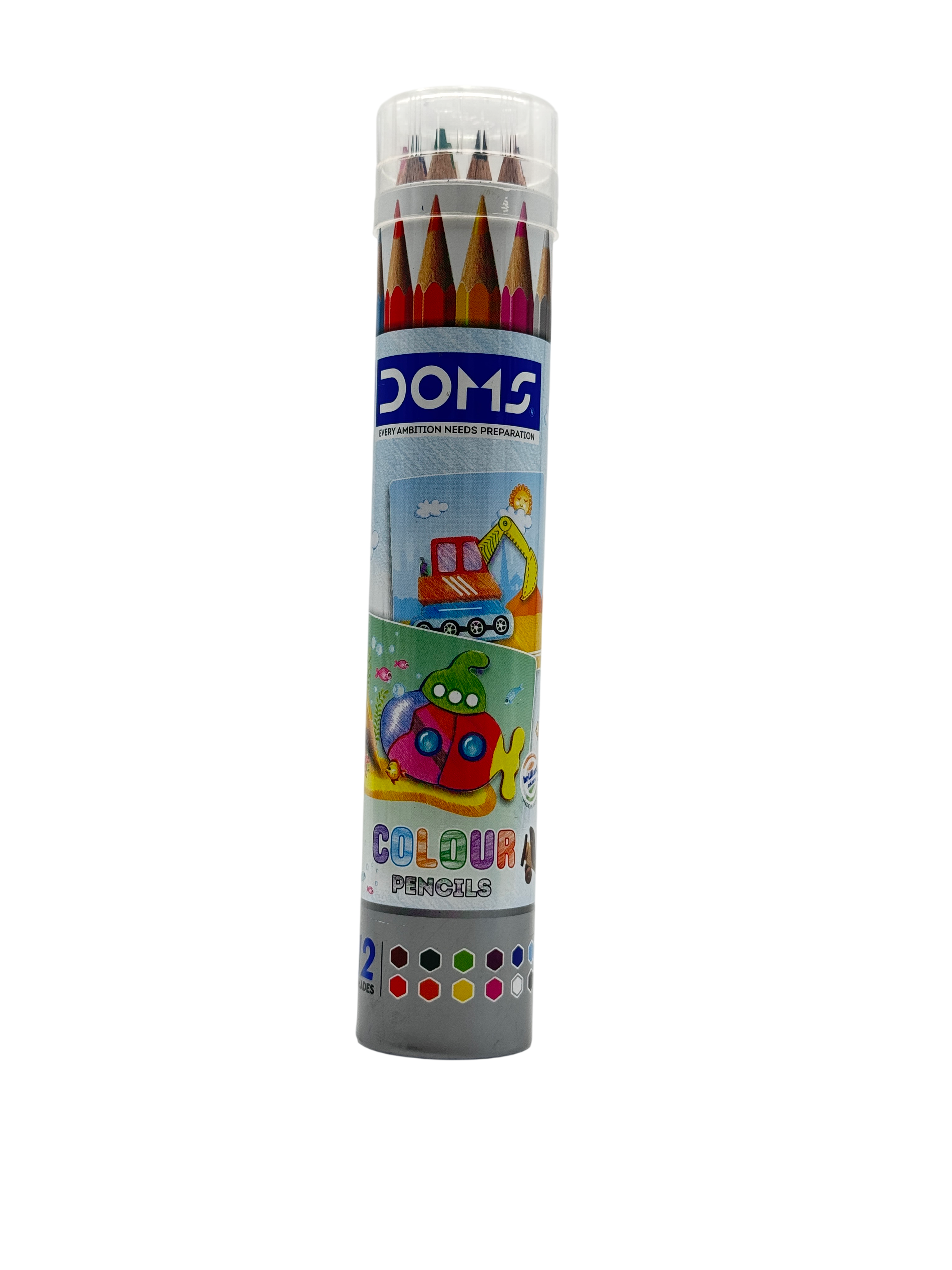 Doms Colored Pencil Plastic Multicolor 20x9x2.5 CM 12 Pcs 3+
