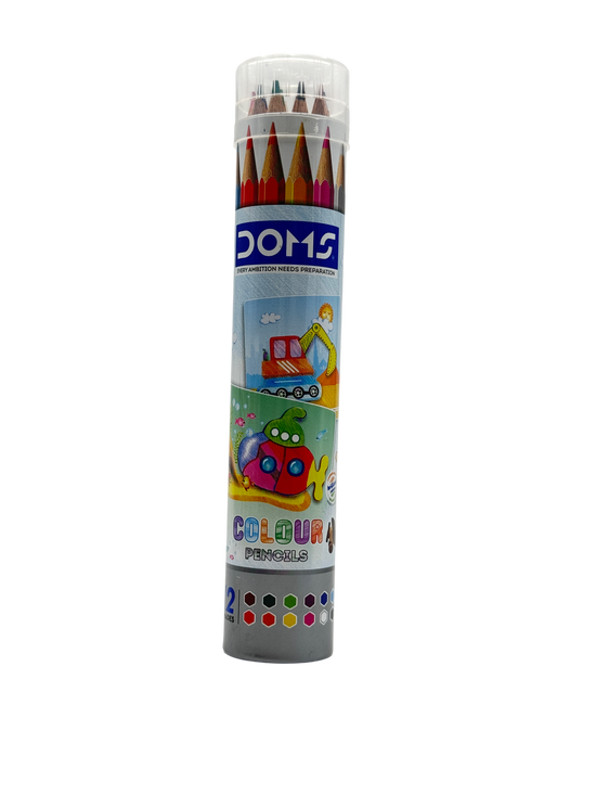 Doms Colored Pencil Plastic Multicolor 20x9x2.5 CM 12 Pcs 3+