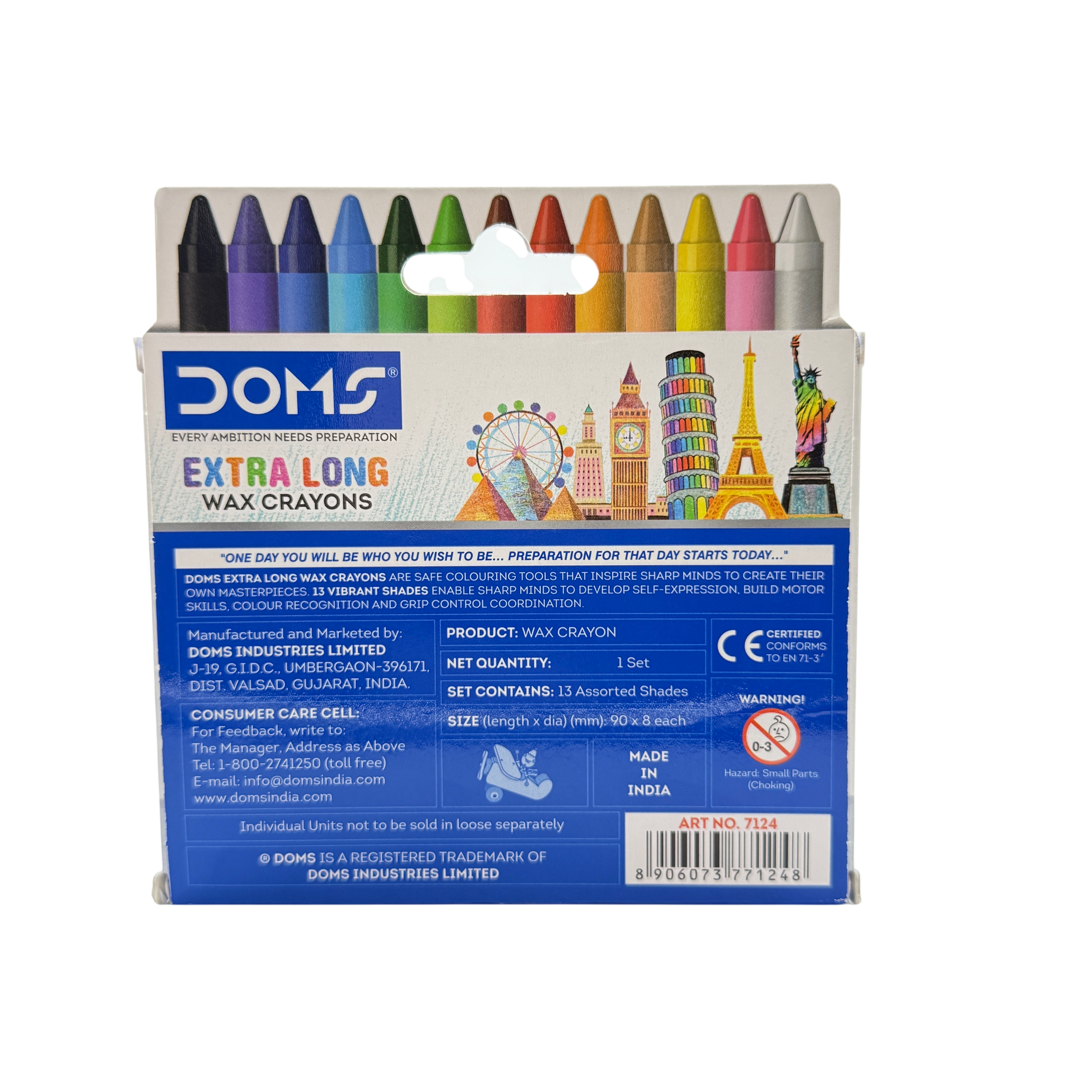 Wax Crayons Plastic Multicolor 20x7.5x2 CM 12 Pcs 3+