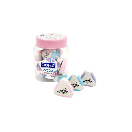 Doms Zoom Triangle Dust Free Eraser Jar 15 Pcs