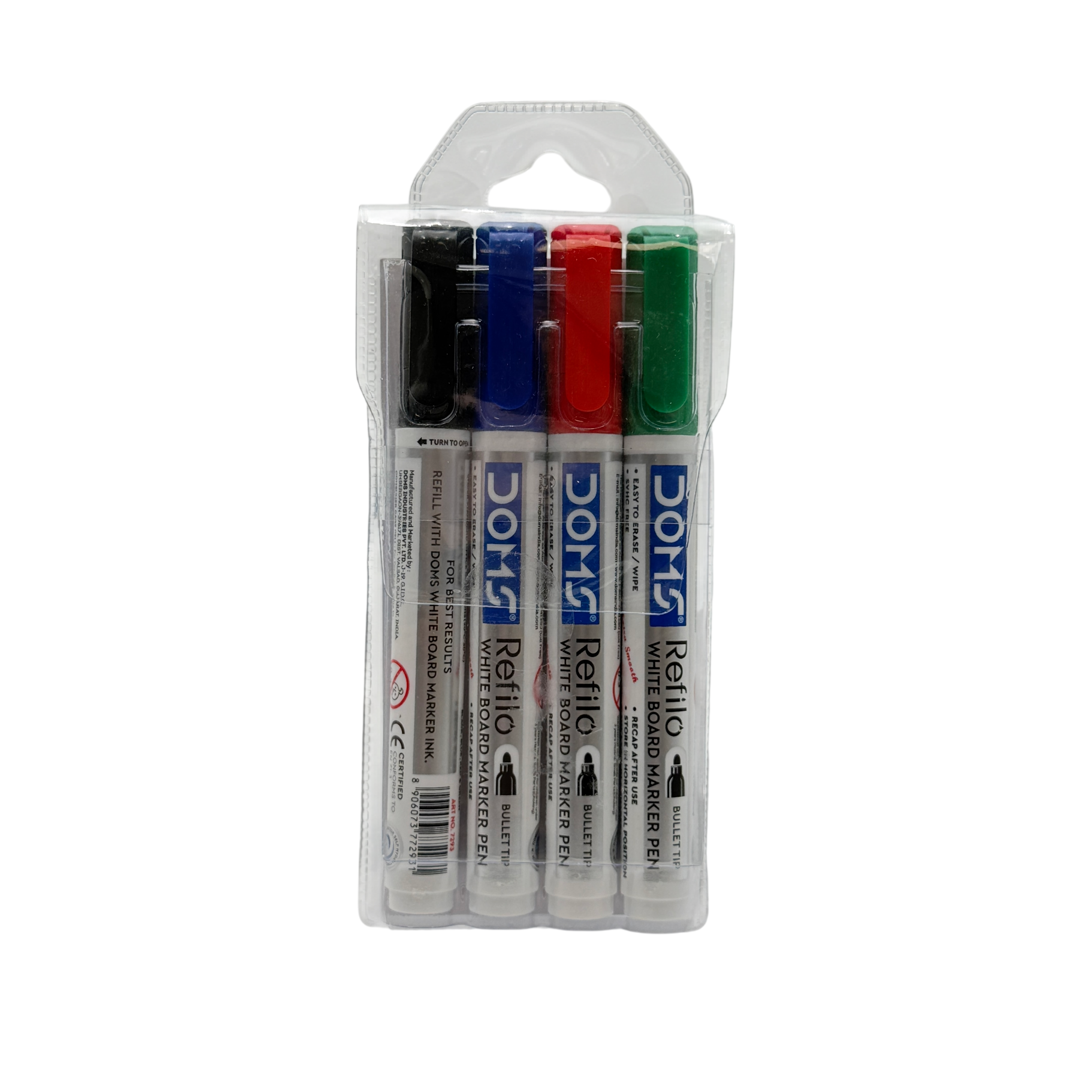 Doms Whiteboard Marker Plastic Multicolor 4 Pcs 3+