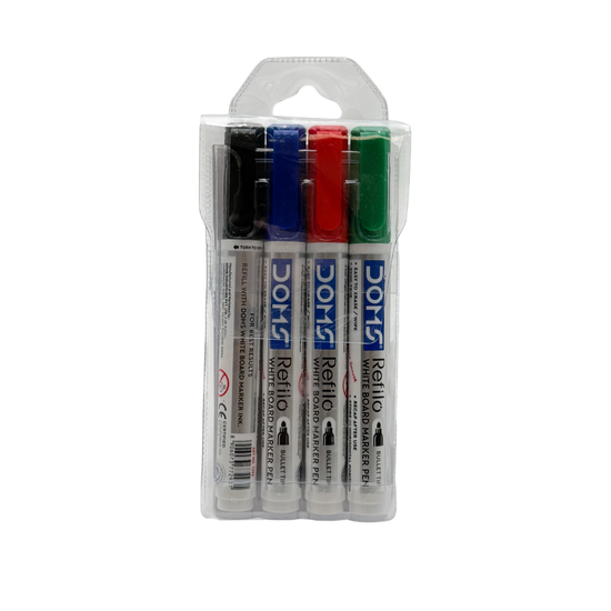 Doms Whiteboard Marker Plastic Multicolor 4 Pcs 3+