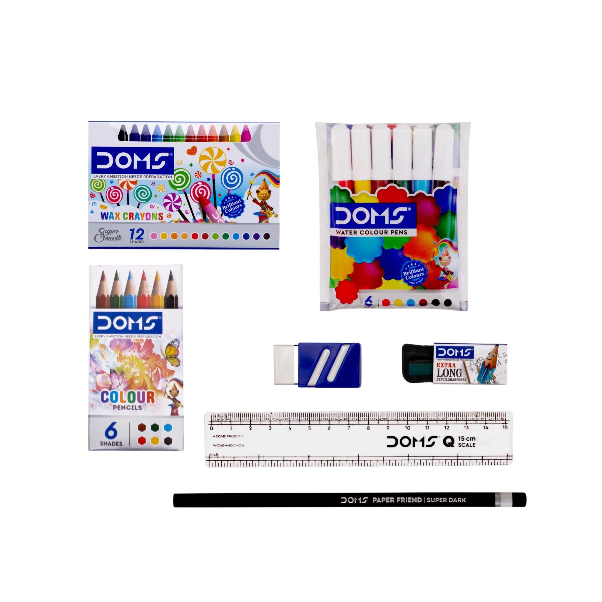 Doms Stationery Set Plastic Multicolor 16x14x3.5 CM 3+