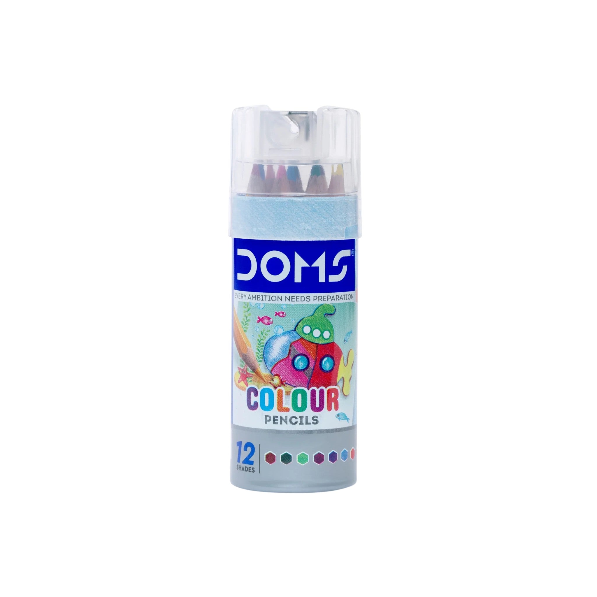 Doms Colored Pencil Plastic Multicolor 12 Shades 12 Pcs 3+