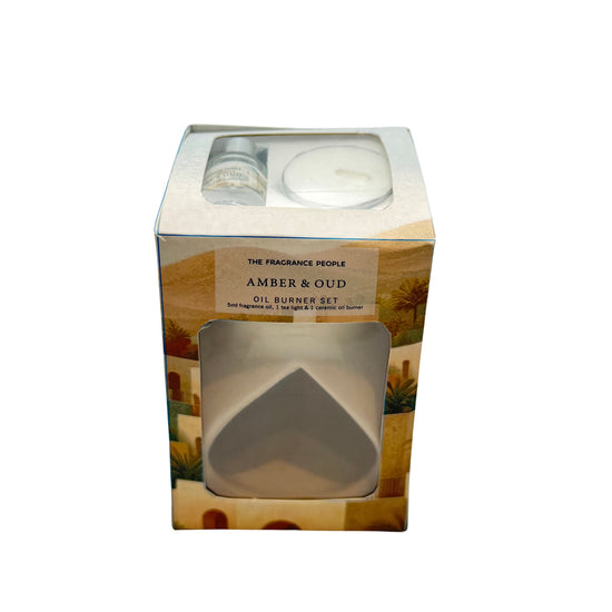 Oil Burner Tealight Warmer Oud Amber Oil, Ceramic, Wax Brown