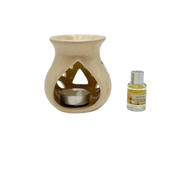 Oil Burner Tealight Warmer Cedar Nomade Oil, Ceramic, Wax