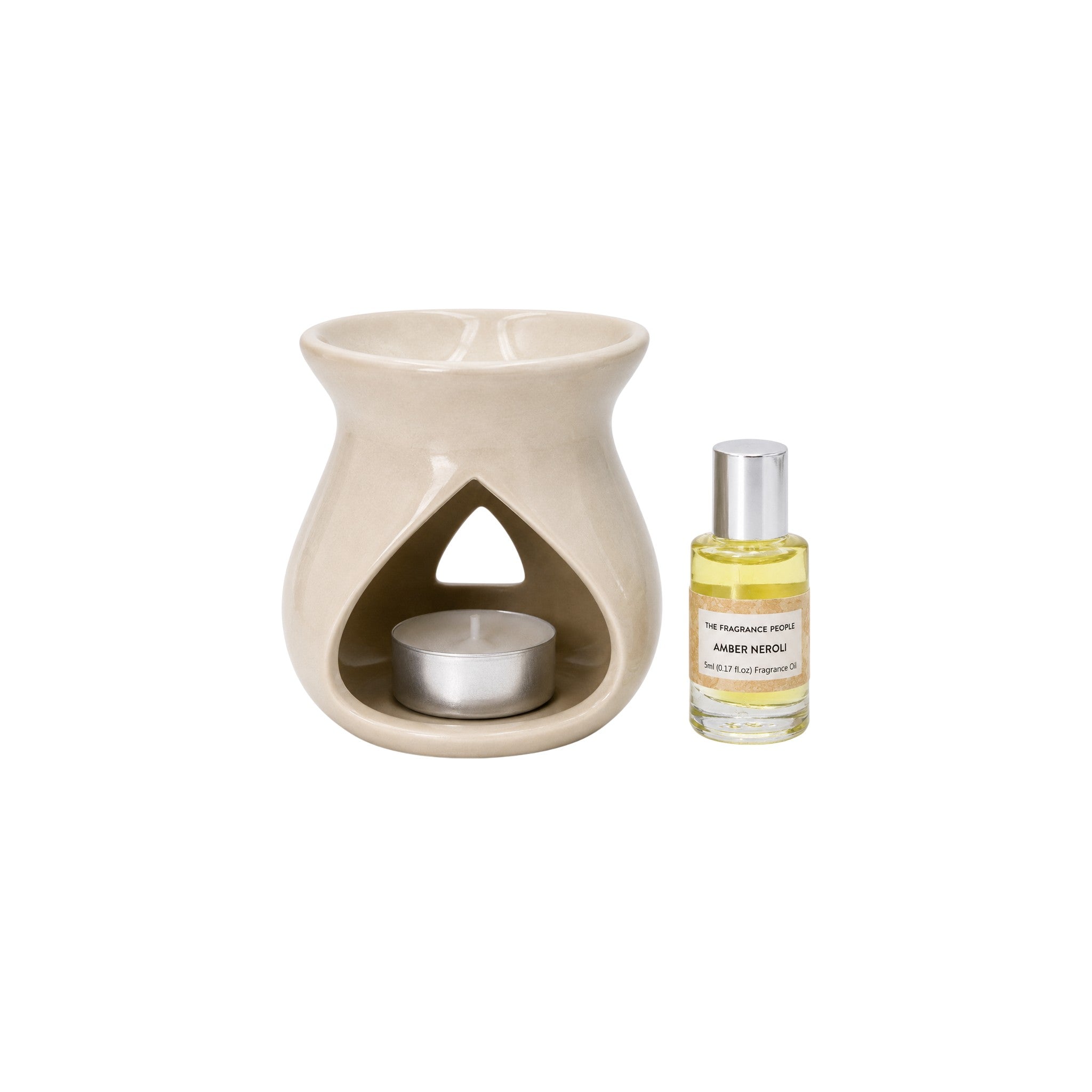 Oil Burner Tealight Warmer Neroli Oil, Ceramic, Wax Beige 30