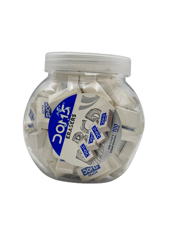 Doms Eraser Plastic White 17*8.5*8.5 CM 100 Pcs 3+