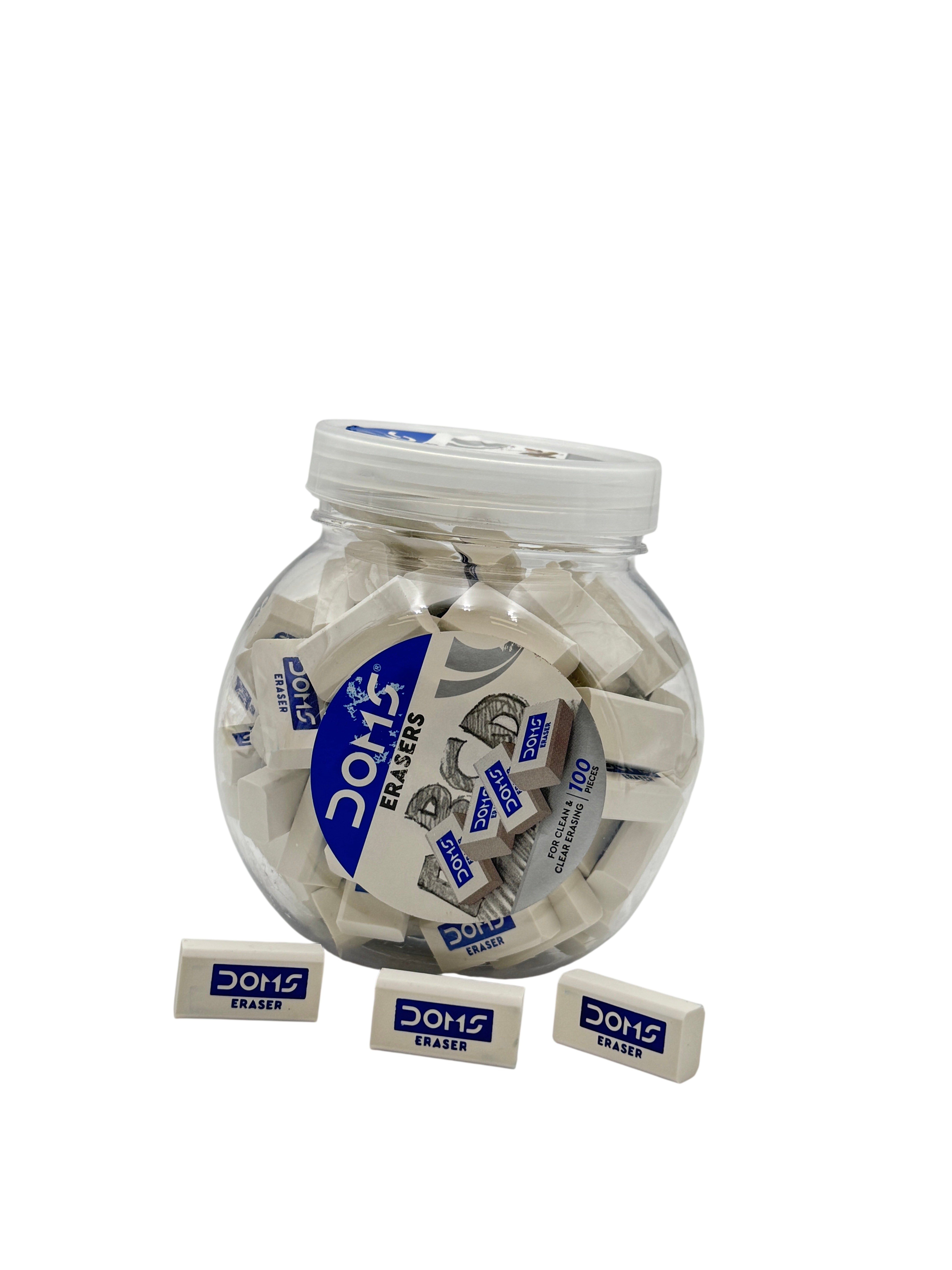 Doms Eraser Plastic White 17*8.5*8.5 CM 100 Pcs 3+