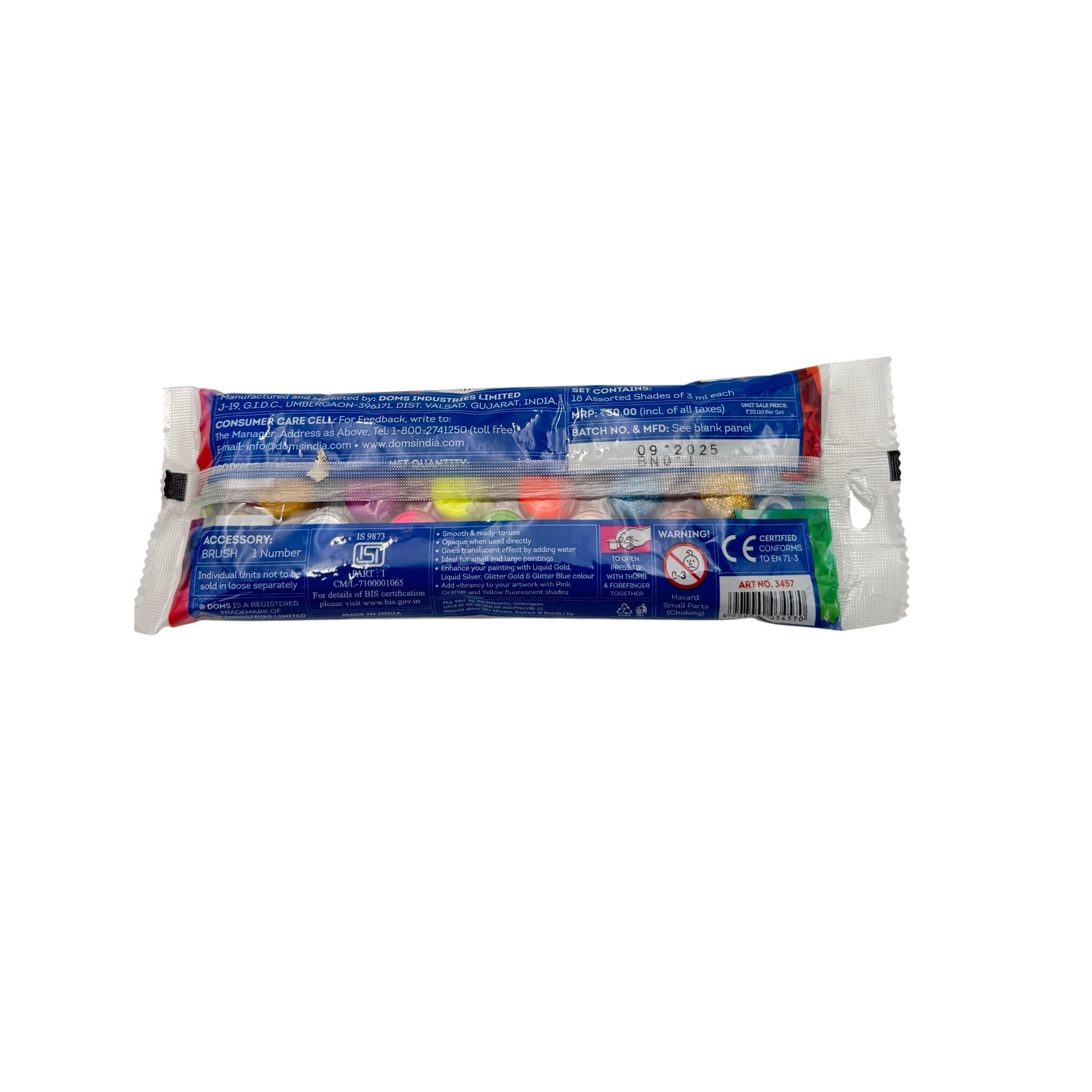 Doms Water Color Paint Plastic Multicolor 12*9*1.8 CM 18 Pcs