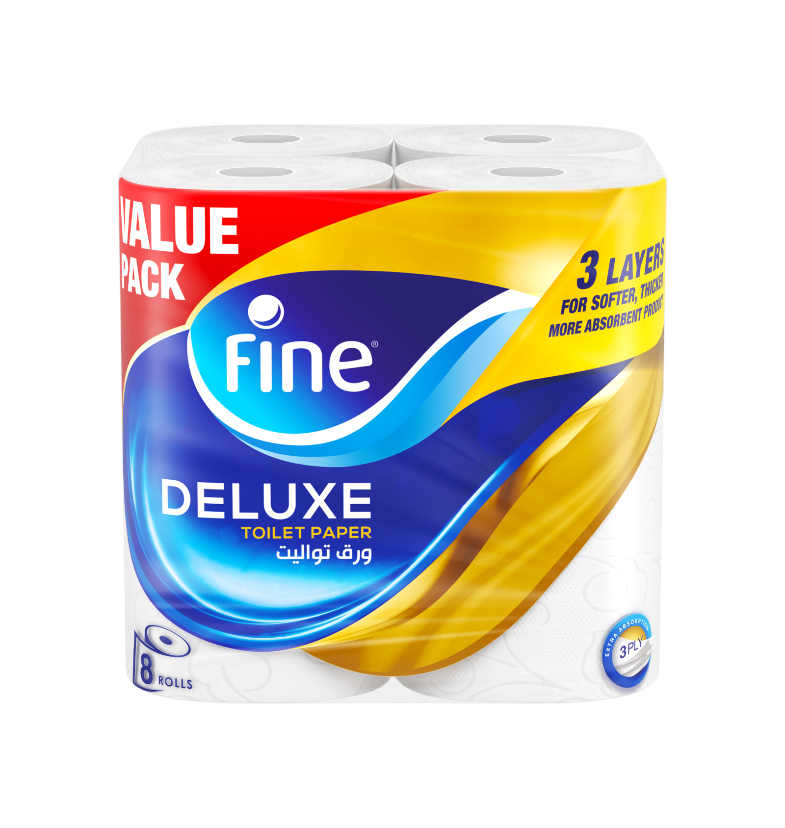 FINE TOILET TISSUE DELUXE 140 SHEETS 3 PLIES(BALE OF 08X10)